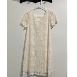 Ivory Paisley Crochet Shift Dress